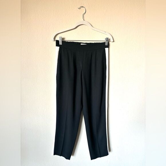 Aritzia Babaton Conan Black Pants Ankle Crop Elastic Waist Stripes White Size 2 - Picture 8 of 11